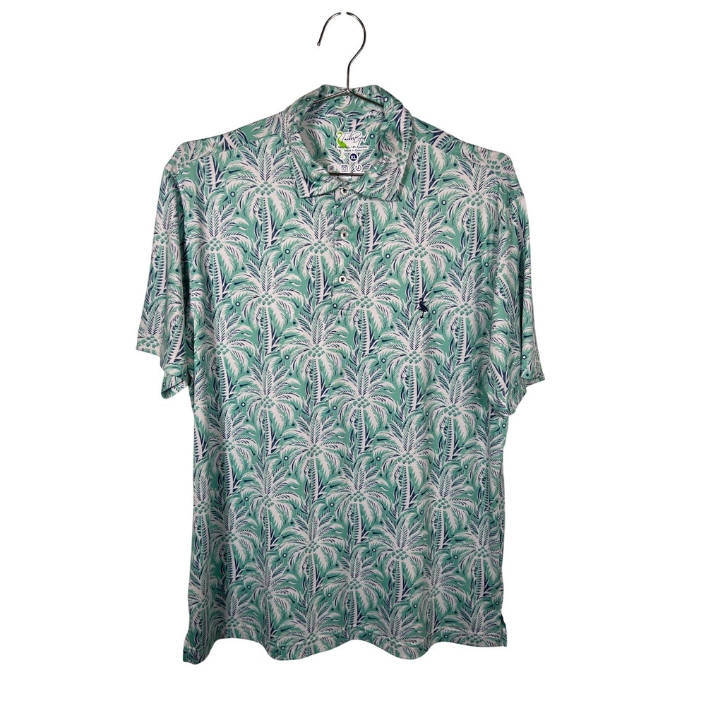 TailorByrd Golf Polo Palm Tree Print Performance T-Shirt XL Tropical Golf Beach